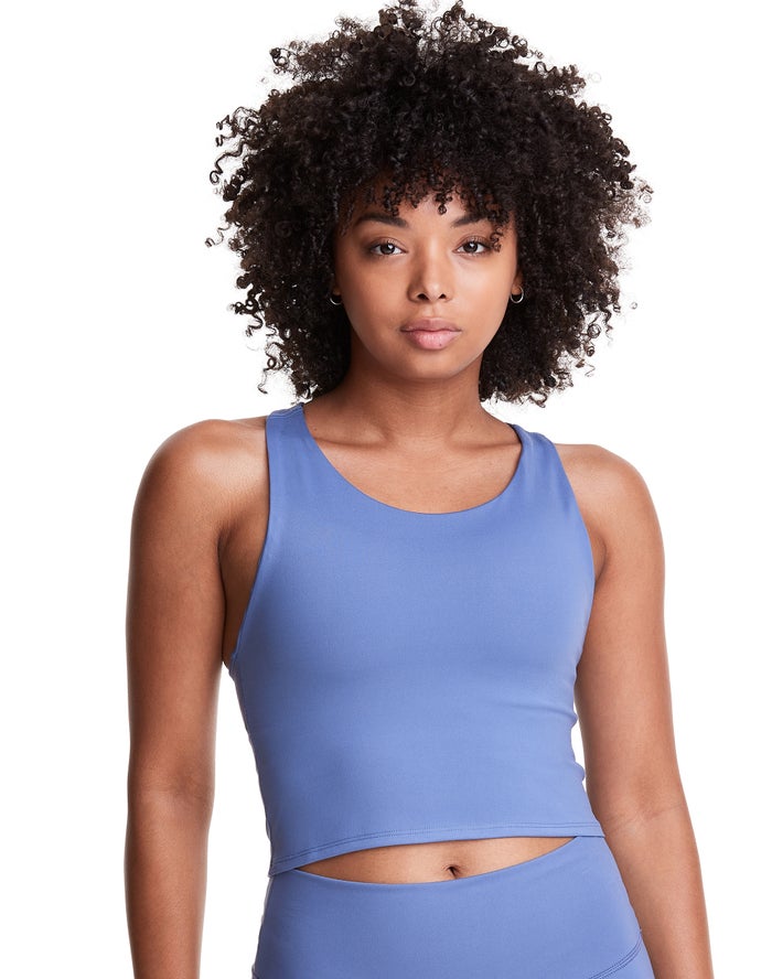 Champion Dame Tank Top Blå - Soft Touch Crop - Danmark QZK-832405